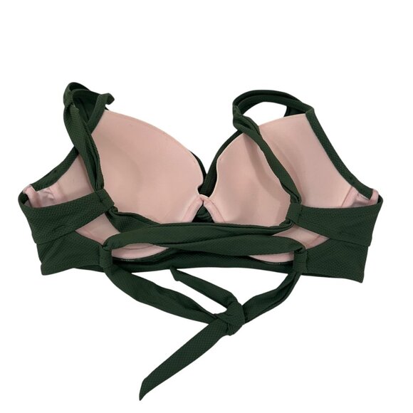 Shade & Shore Womens Green Bikini Top Push-Up Swimwear Size 34DD Back Strappy - Picture 3 of 14